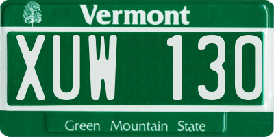 VT license plate XUW130