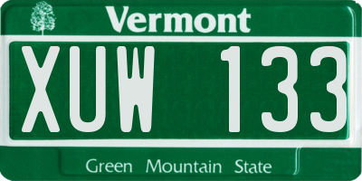 VT license plate XUW133