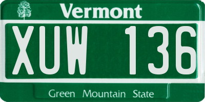 VT license plate XUW136