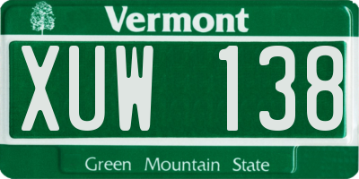 VT license plate XUW138