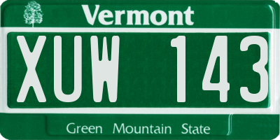 VT license plate XUW143