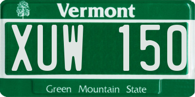 VT license plate XUW150