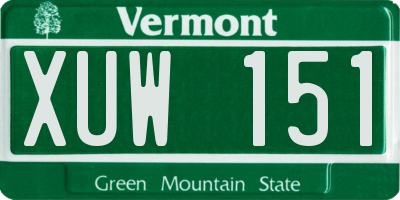 VT license plate XUW151