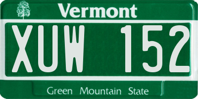 VT license plate XUW152