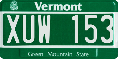 VT license plate XUW153