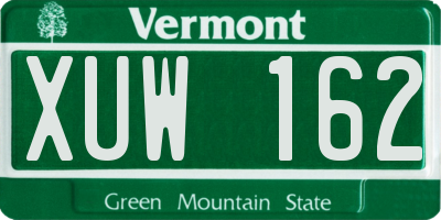 VT license plate XUW162