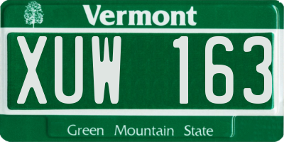 VT license plate XUW163
