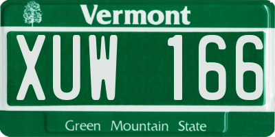 VT license plate XUW166