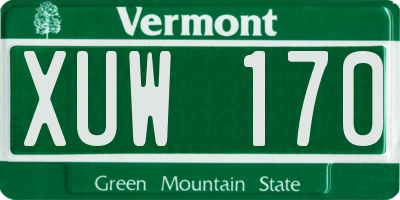 VT license plate XUW170