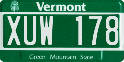 VT license plate XUW178