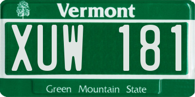 VT license plate XUW181
