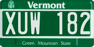 VT license plate XUW182