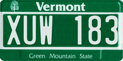 VT license plate XUW183