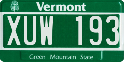 VT license plate XUW193