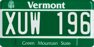 VT license plate XUW196