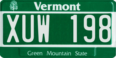 VT license plate XUW198