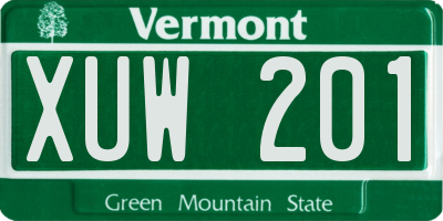 VT license plate XUW201