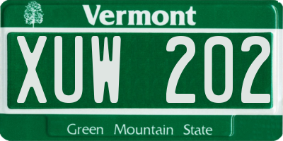 VT license plate XUW202