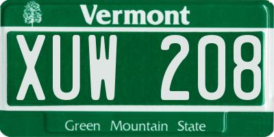 VT license plate XUW208