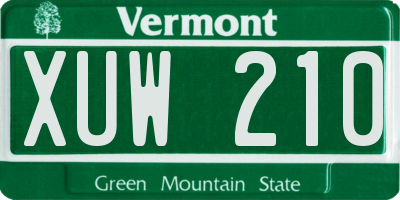 VT license plate XUW210