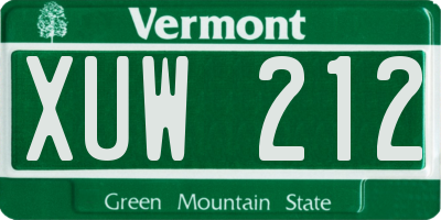 VT license plate XUW212