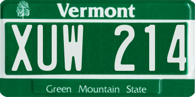 VT license plate XUW214