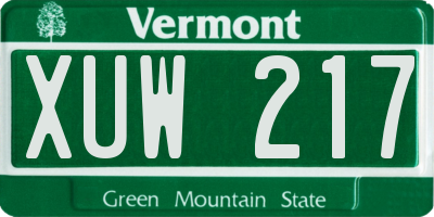 VT license plate XUW217