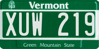 VT license plate XUW219