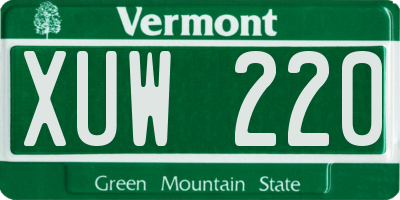 VT license plate XUW220
