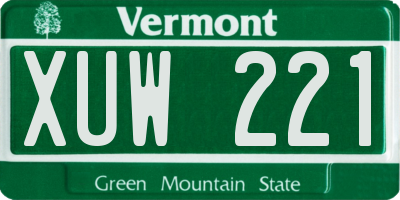 VT license plate XUW221