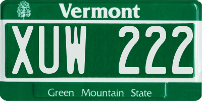 VT license plate XUW222