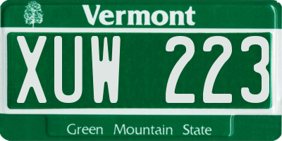 VT license plate XUW223