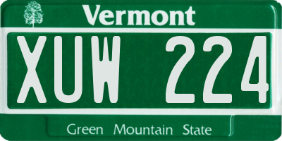 VT license plate XUW224