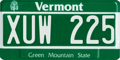 VT license plate XUW225