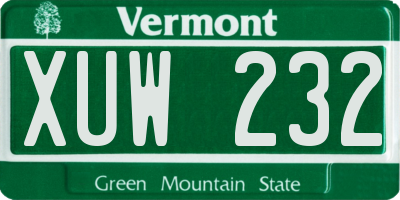 VT license plate XUW232