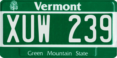 VT license plate XUW239