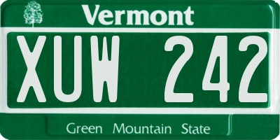 VT license plate XUW242