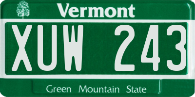 VT license plate XUW243