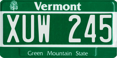 VT license plate XUW245