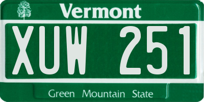VT license plate XUW251