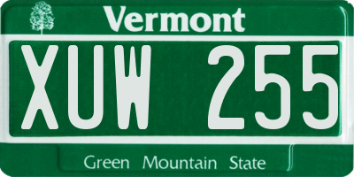 VT license plate XUW255