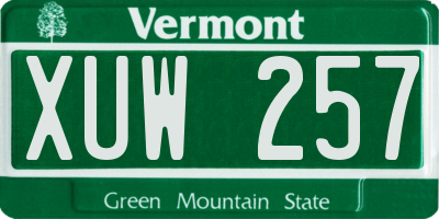 VT license plate XUW257