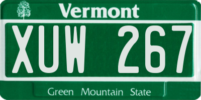 VT license plate XUW267