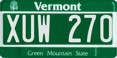 VT license plate XUW270
