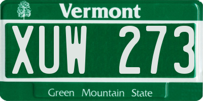 VT license plate XUW273