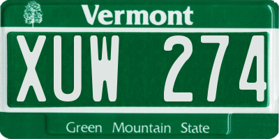 VT license plate XUW274