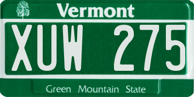 VT license plate XUW275