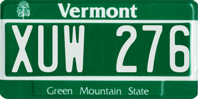 VT license plate XUW276