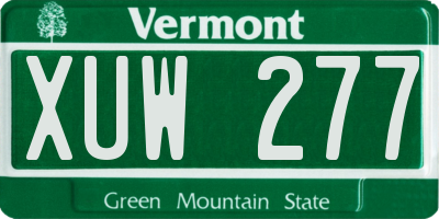 VT license plate XUW277