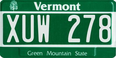 VT license plate XUW278